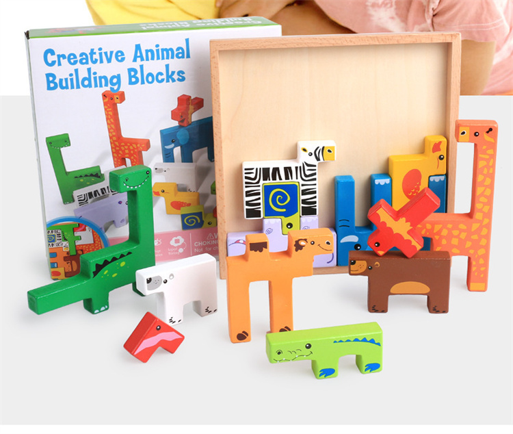 Colored 3D wooden block puzzle