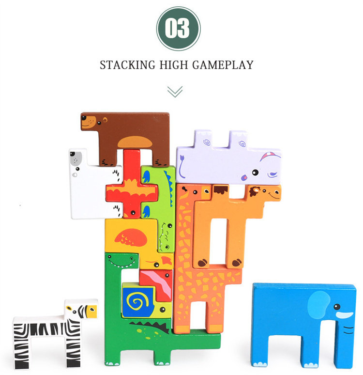 Colored 3D wooden block puzzle