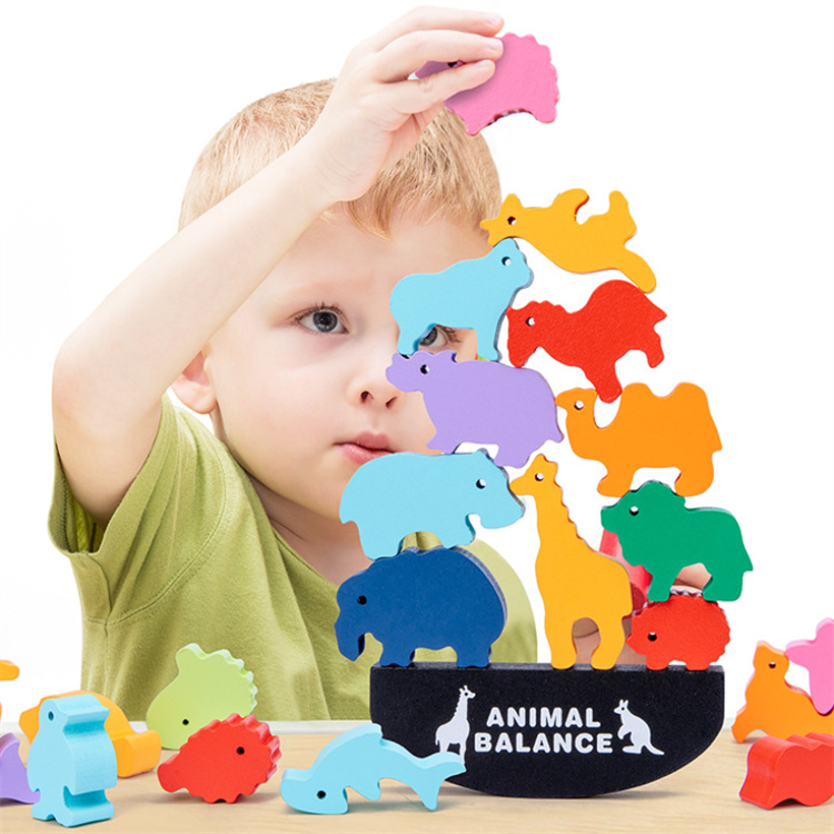 Wooden balance training animal blocks