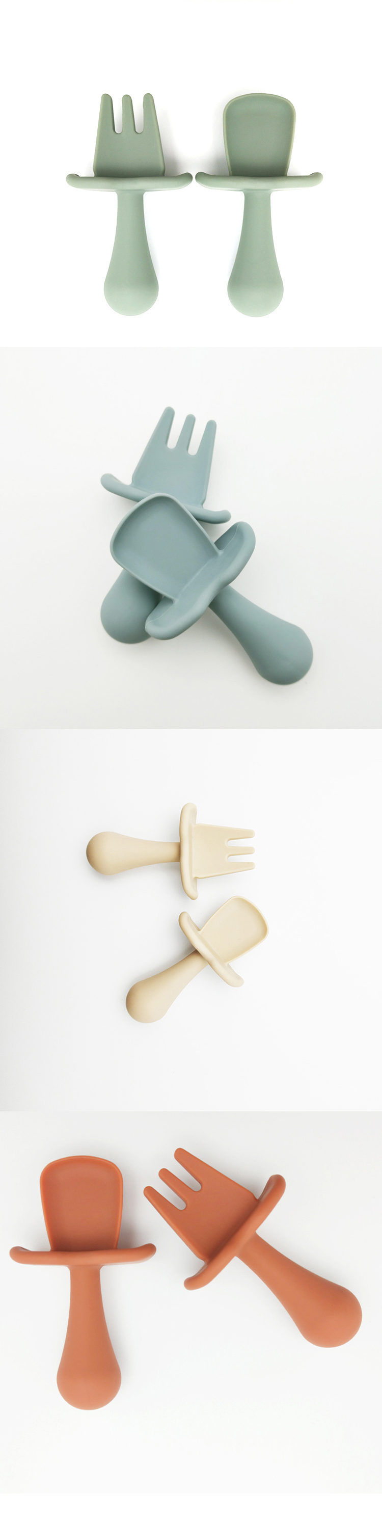 [3 sets]Anti suffocation baby spoon fork tableware set