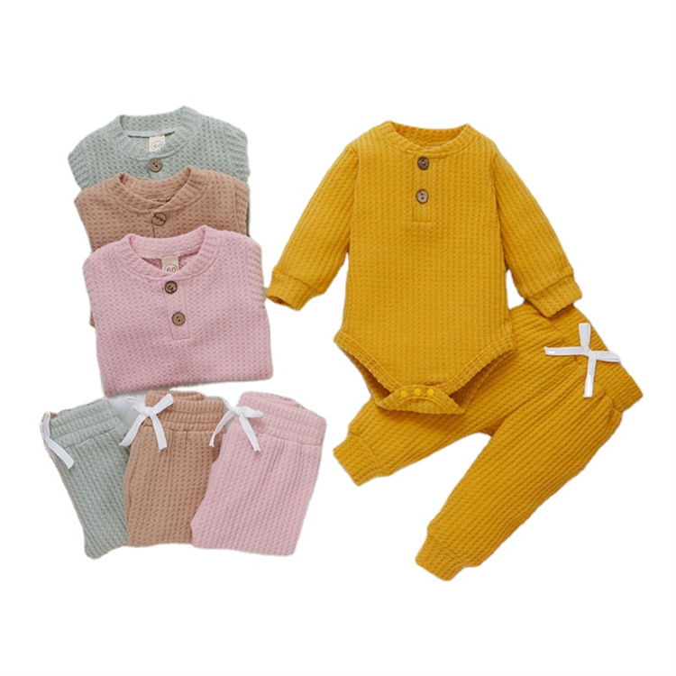 JINXI Waffle pattern cotton soft, plain baby suit