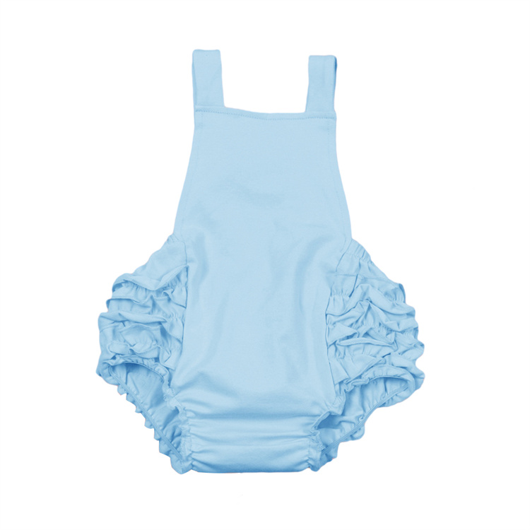 JINXI Lotus leaf edge pure color sweet soft shoulder strap bubble jumpsuit baby girl