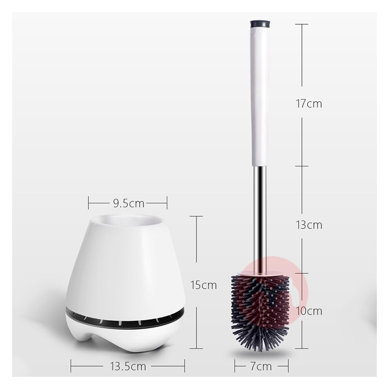 ProCircle Household efficient soft TPR concise standing silicone toilet brush for bathroom cleaning with holder set