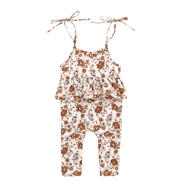 JINXI   Printed rib cotton sleeveless whole cute fashion baby jumpsuit