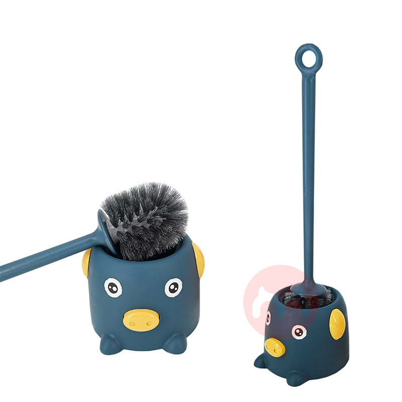 2022 Hot Cheapest custom Cute plastic animal pig toilet brush with holder in long handle for bathroom washing cleaning
