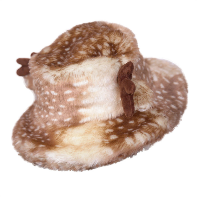YIWU HAOHAO Custom design winter warm outdoor fluffy fluffy artificial fur basin cap Christmas fisherman bucket cap