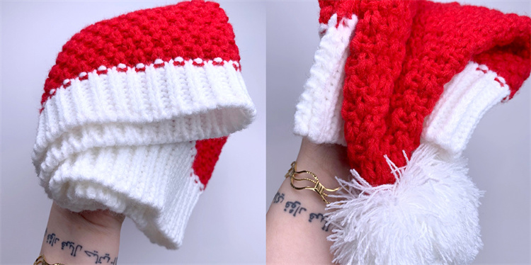YIWU HAOHAO Personalized Winter Christmas red beans new year Santa knitted hat knitted wool beans