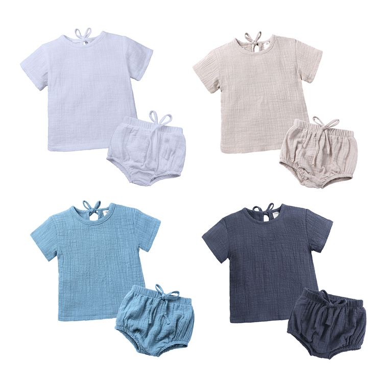 JINXI Cotton baby plain short-sleeved knickers suit