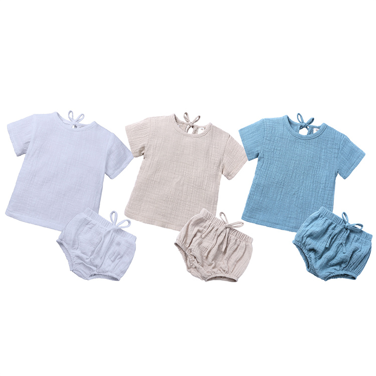 JINXI Cotton baby plain short-sleeved knickers suit