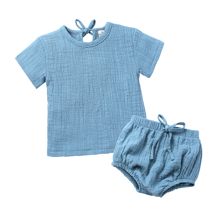 JINXI Cotton baby plain short-sleeved knickers suit