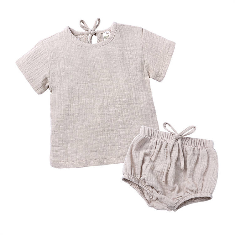 JINXI Cotton baby plain short-sleeved knickers suit