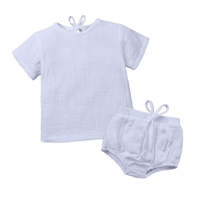 JINXI Cotton baby plain short-sleeved knickers suit