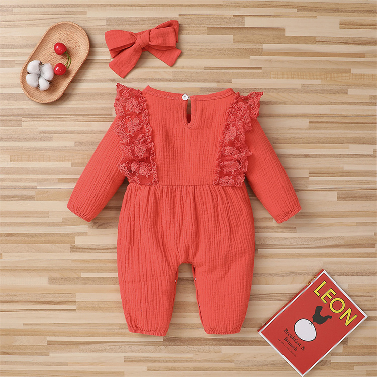 JINXI 100% cotton flanged jumpsuit with headband and jumpsuit