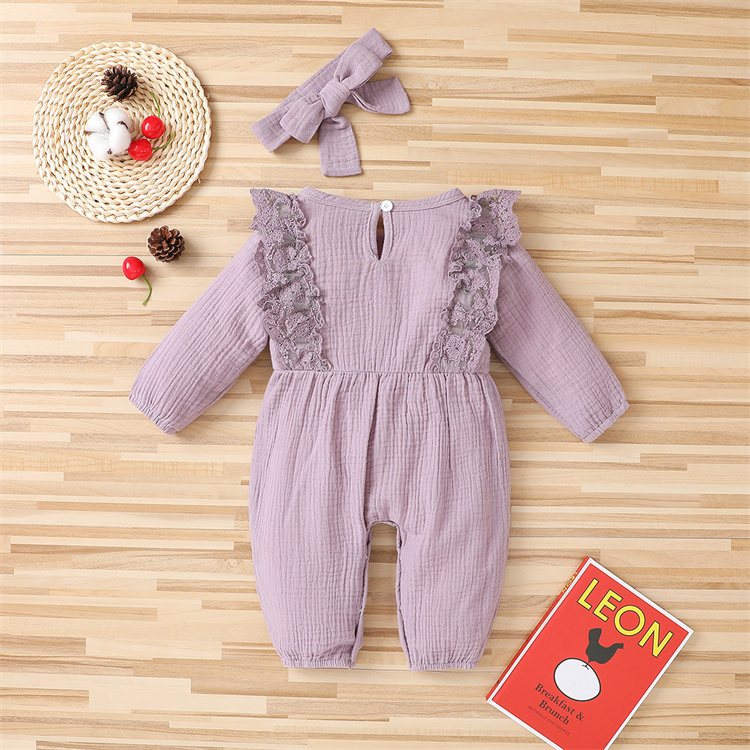 JINXI 100% cotton flanged jumpsuit with headband and jumpsuit
