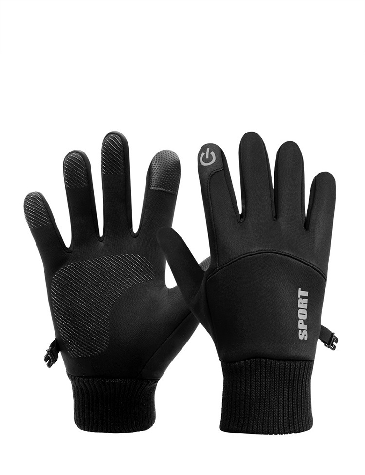 YIWU HAOHAO Men's winter warm matte waterproof wool lined driving gloves waterproof touch screen bicycle running gloves