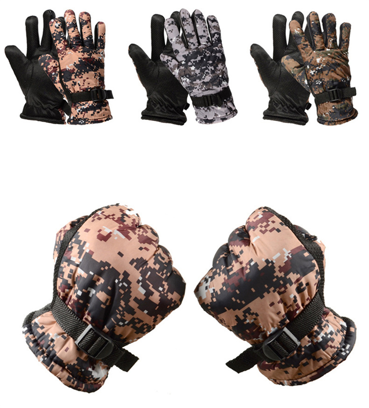 YIWU HAOHAO Thickened and thickened velvet mountain climbing matte wind proof warm cycling gloves winter outdoor camoufl