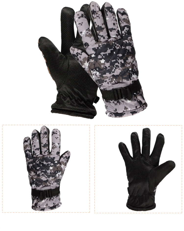 YIWU HAOHAO Thickened and thickened velvet mountain climbing matte wind proof warm cycling gloves winter outdoor camoufl