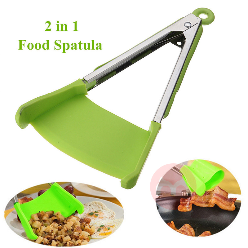 H775 Kitchen 2 Sizes Food Grade Heat Resistant Creative Food Shovel 2 In 1 Multi Functional Non Stick Silicone Tong Spat