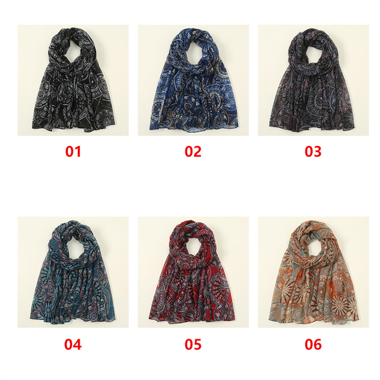 YIWU HAOHAO Women's scarf spring and summer leisure Scarf Shawl veil 6-color Muslim scarf national scarf