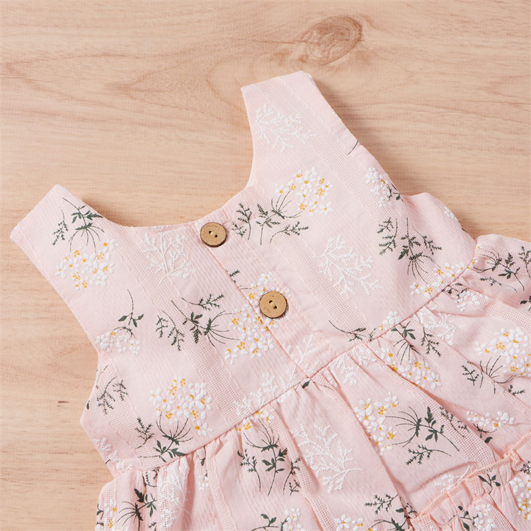 JINXI A girl's dress set of sleeveless, sweet printed shorts with ruffled edges