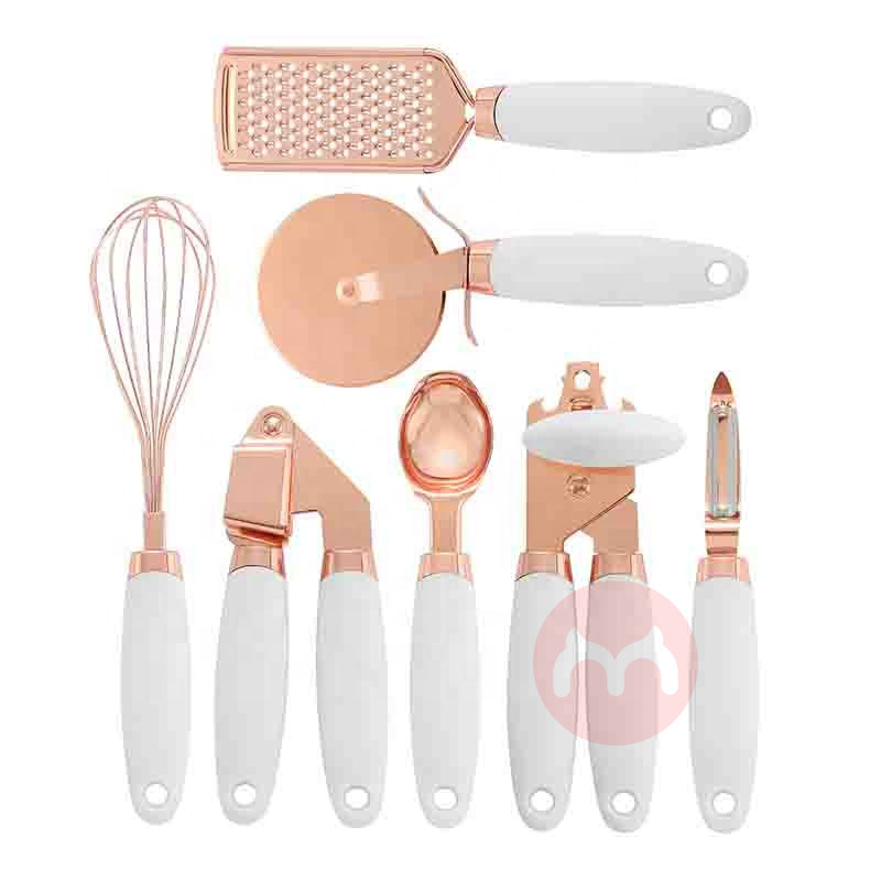 White 7pcs kitchen gadget tool set kitchen accessories with copper coated plated