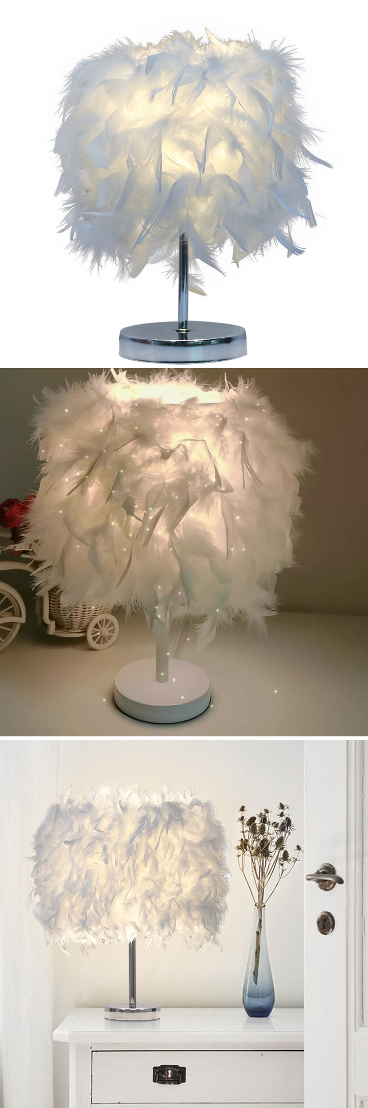 Wedding decoration personalized Bedroom Table feather lamp