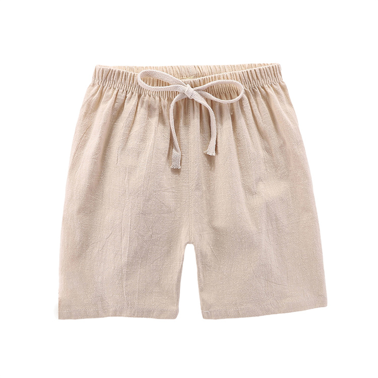 JINXI Children's linen cotton solid blank board shorts