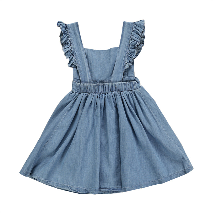 JINXI Cotton plain colored denim dress for girls