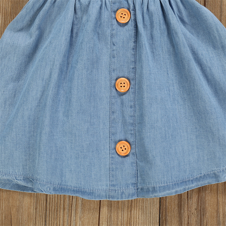 JINXI Cotton plain colored denim dress for girls