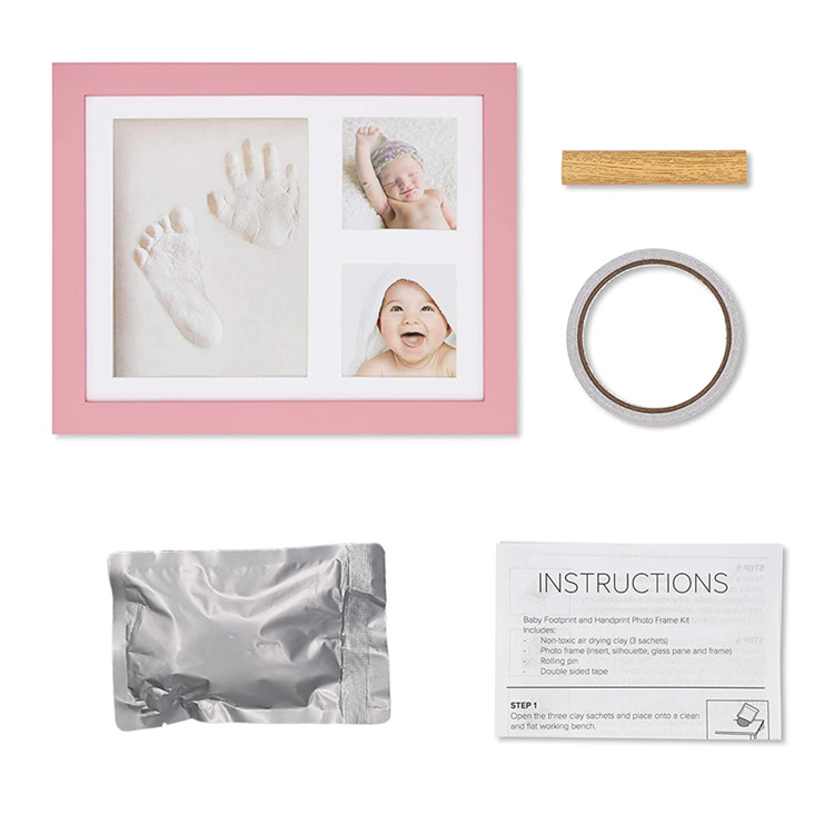 Baby's handprints and footprints commemorative photo frame