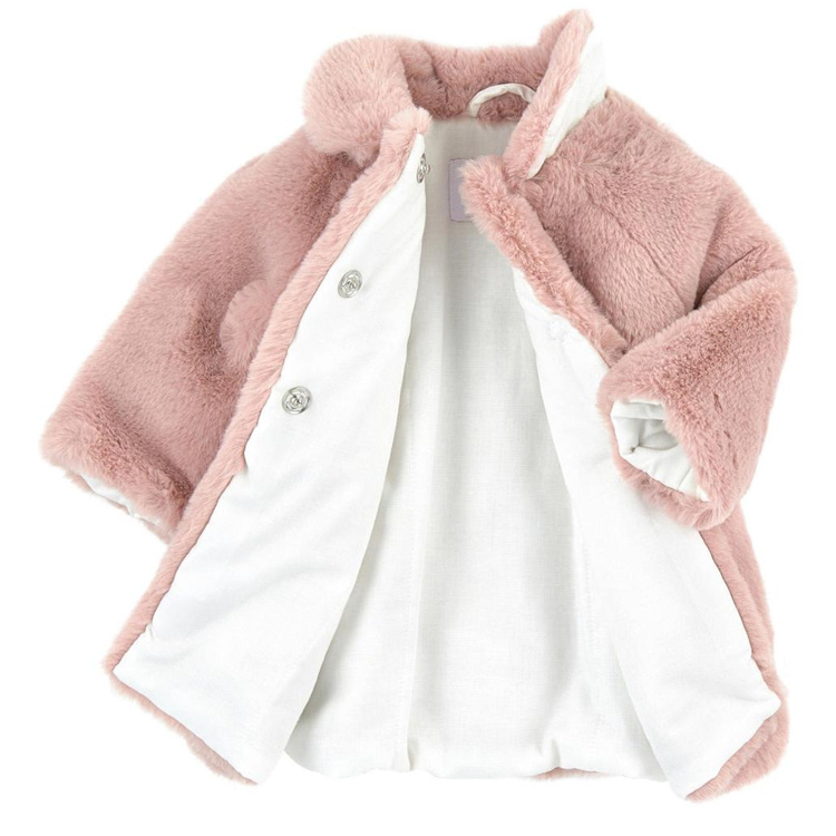Misswinnie Warm winter fashion baby girl pink imitation fur coat
