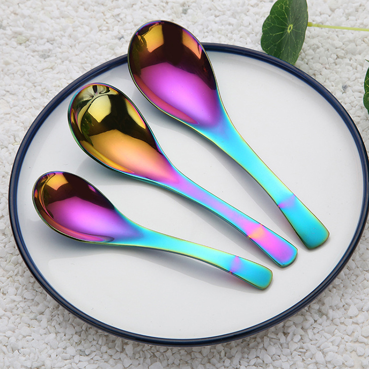 Kitchen spoon children s colored stainless steel spoon