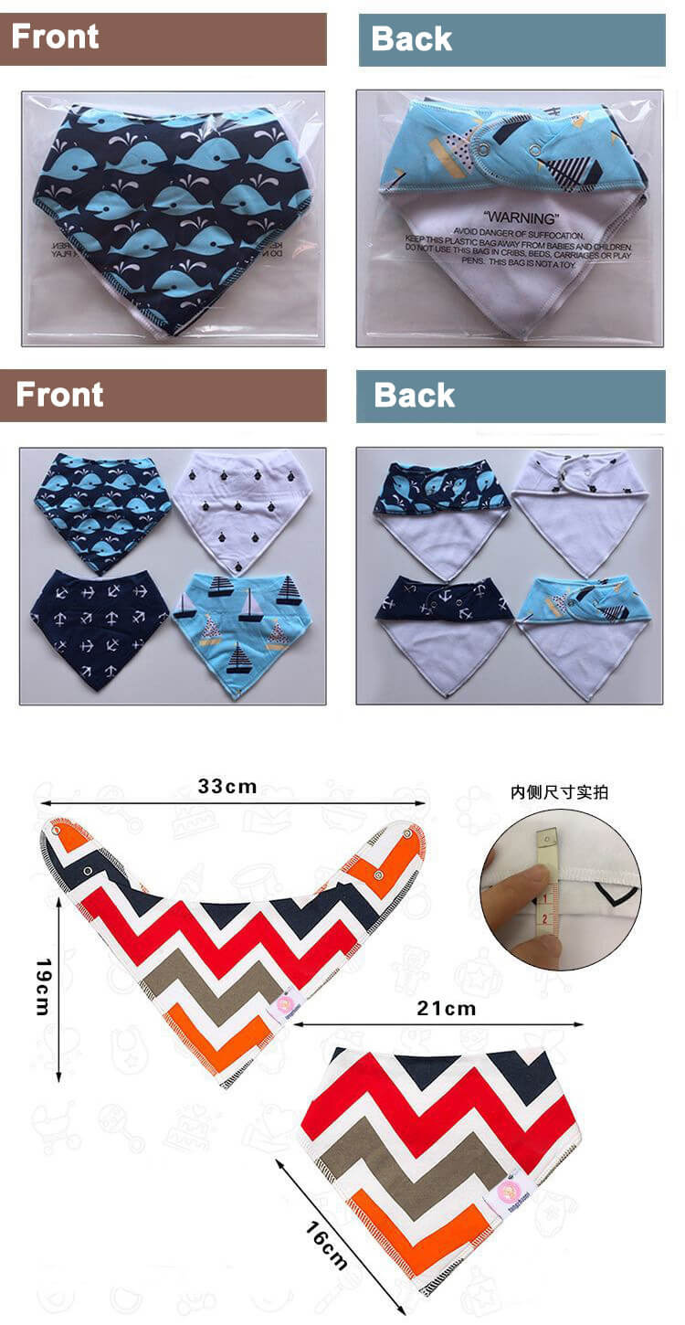 [4 pieces] customized double-sided Cotton Baby Bib drool towel