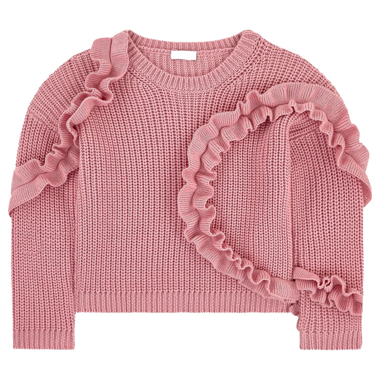 Misswinnie Baby winter sweater with cute pink wavy edge