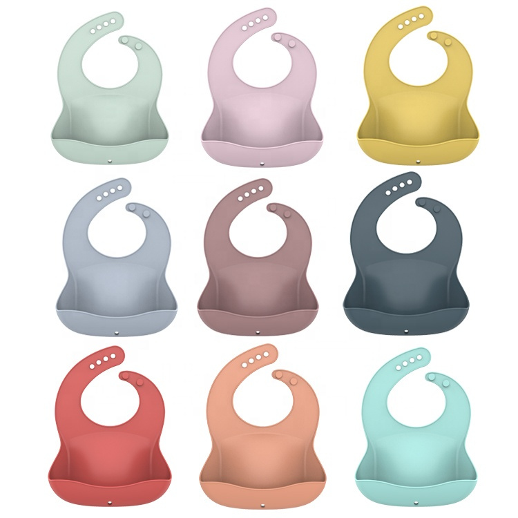 Solid color waterproof and oil proof baby silicone Bib