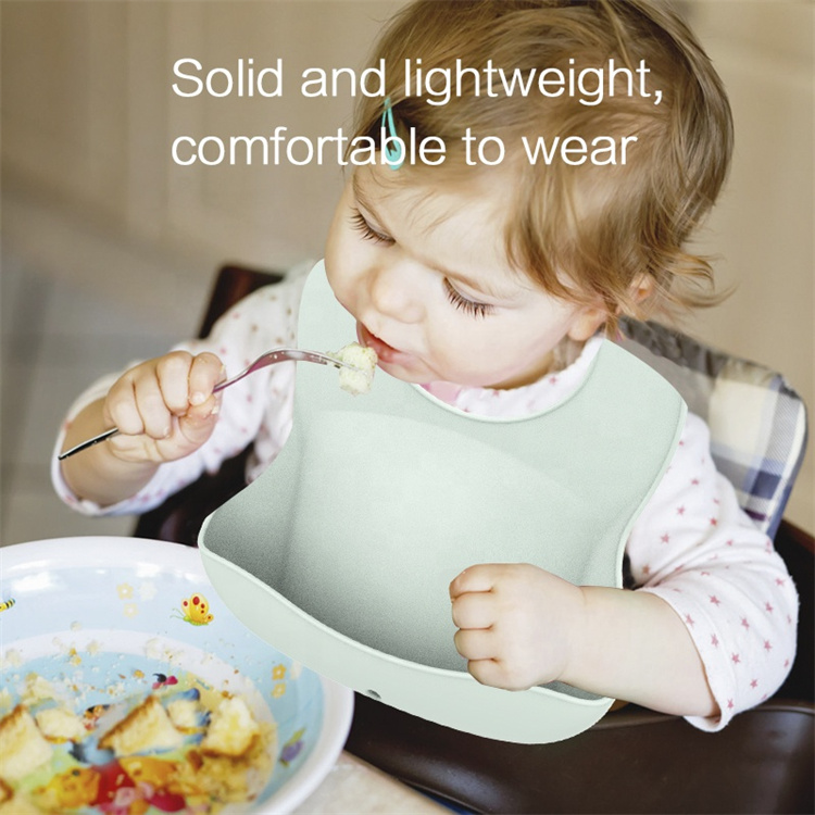 Solid color waterproof and oil proof baby silicone Bib