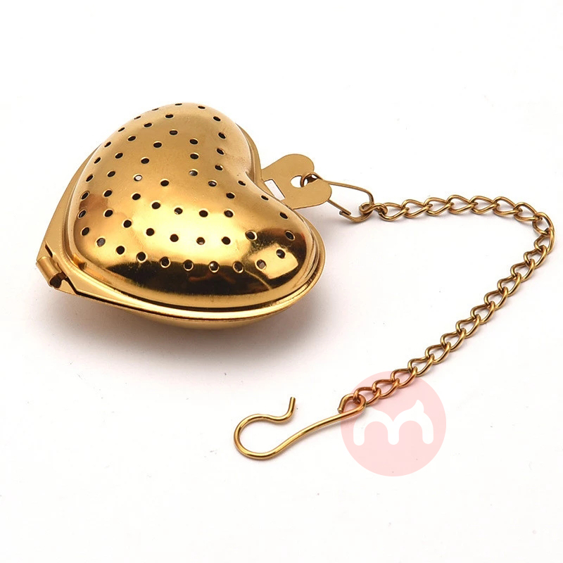 Zstonda Reusable Stainless Steel Heart Shaped Loose Leaf Tea Infuser Ball with Chain Home Kitchen Tea Strainer Filters