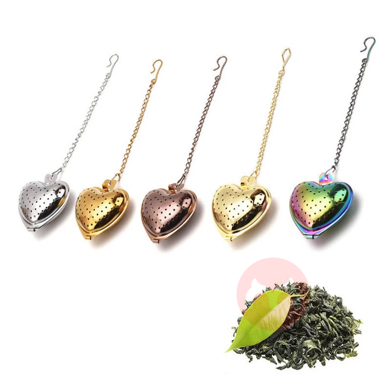 Zstonda Reusable Stainless Steel Heart Shaped Loose Leaf Tea Infuser Ball with Chain Home Kitchen Tea Strainer Filters