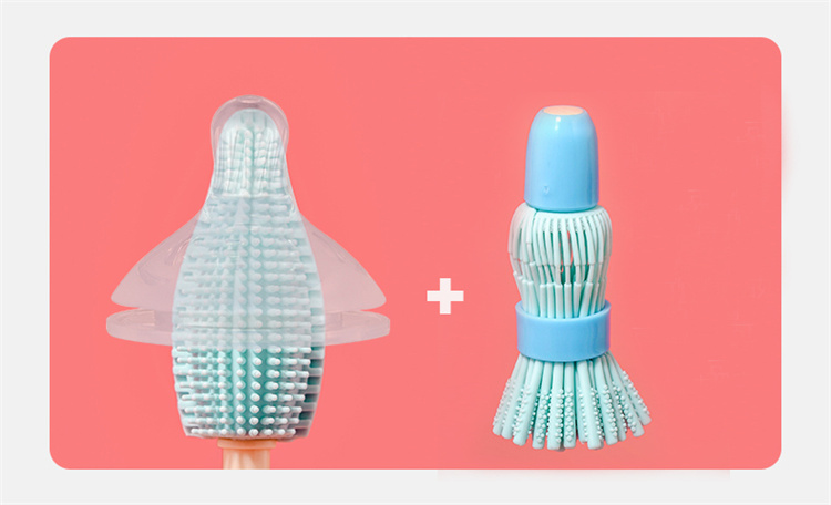 Portable silicone milk bottle nipple cleaning brush set