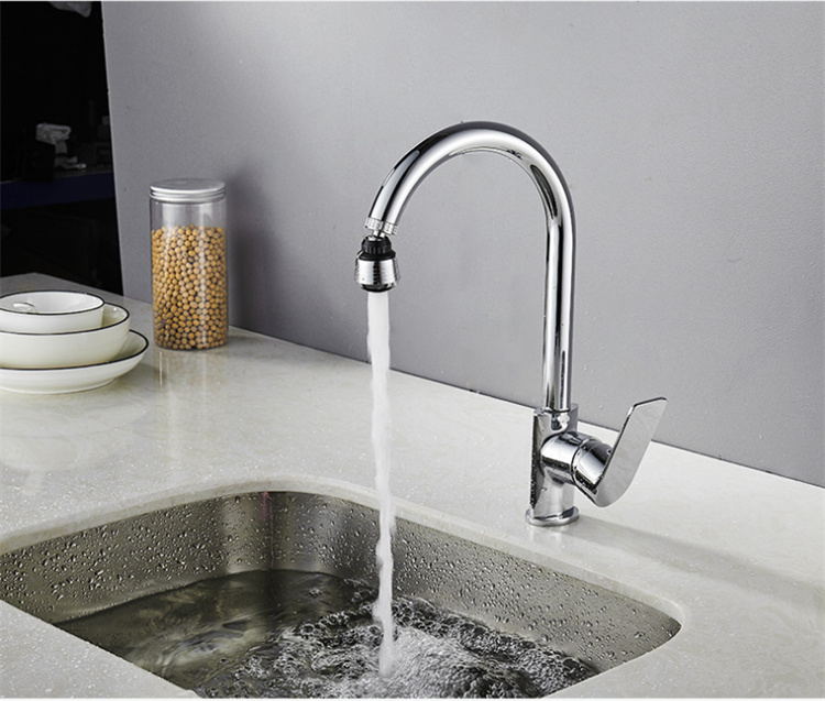 Extend the kitchen faucet to prevent spatter