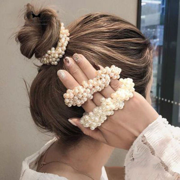 [3 sets] SLBETTER imitation pearl hand woven hair loop Headband