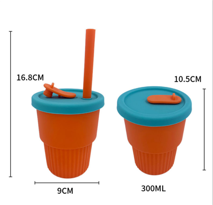  300ml 2 in 1 silicone baby cup