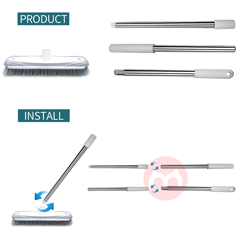 LAYO Stainless Steel Long Handle Floor Scrub Washing Brush Deck Kitchen Wall Tub Tile Bathroom Floor Scrubber Cleaning B