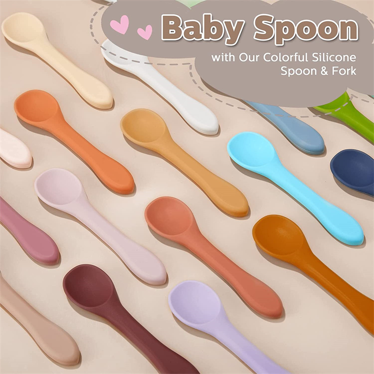 Silicone babies are fed forks and spoons