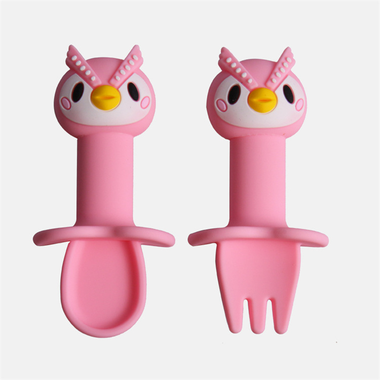 Baby silicone spoon and fork set