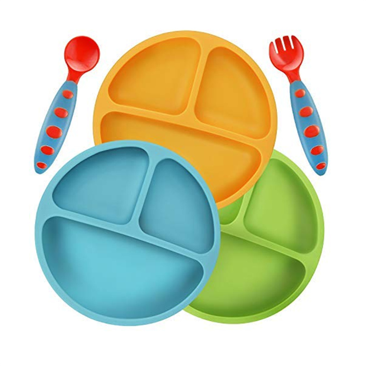 Silica gel children s dinner plate with divider