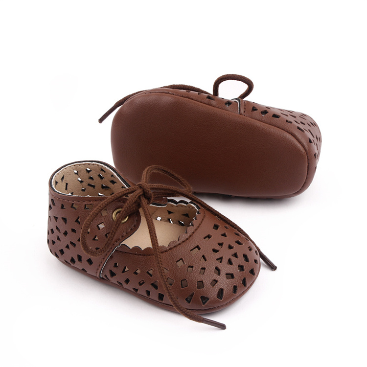 OEM Hollow-out design summer soft-soled casual leather shoes for children