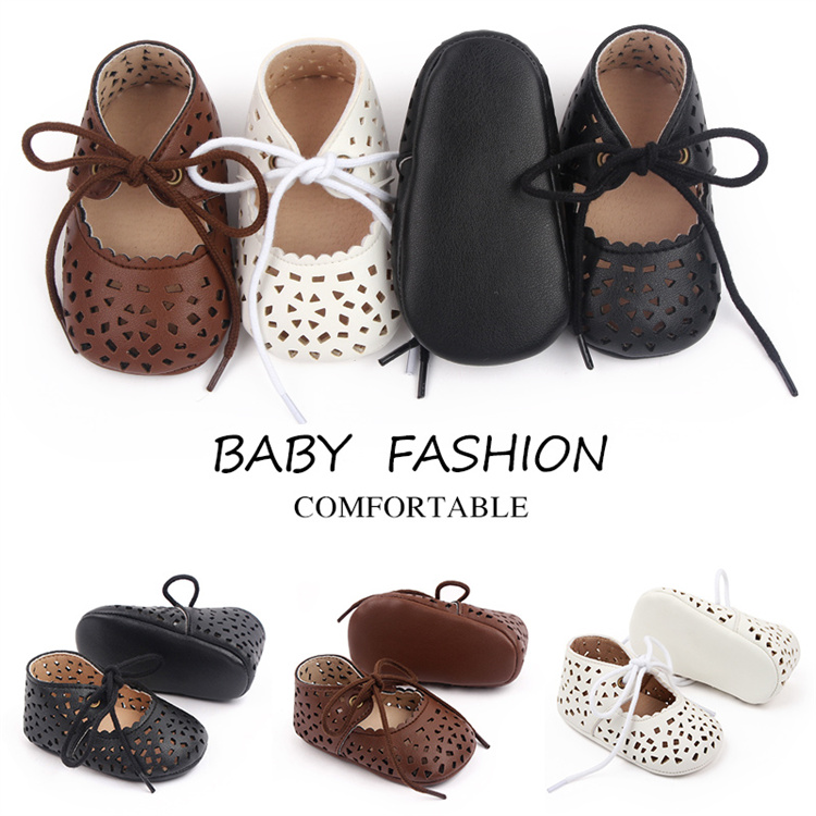 OEM Hollow-out design summer soft-soled casual leather shoes for children