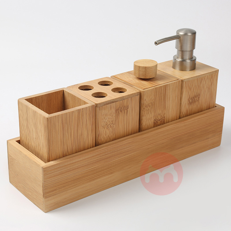 IDEAL BAMBOOSoap cup, toothbrush holder and tray bamboo bathroom accessories