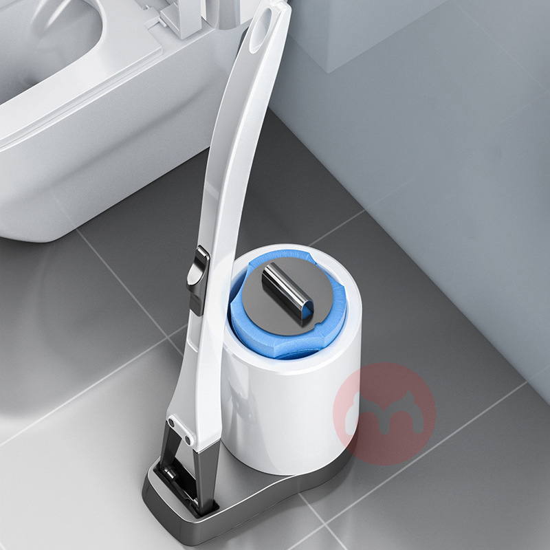 Household Bathroom Disposable Cleaning Toilet Brush and Holder Set With 10 Brush Heads Cleaning Solution Convenient Use